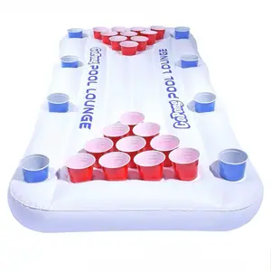 Inflatable Pool Lounge with Social Floating Beer Pong Feature, White