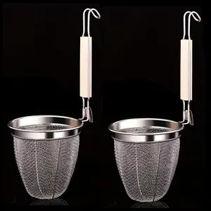 Stainless Steel Colanders Strainer, Deep Fine Mesh Pasta Strainers, Kitchen Hotpot Skimmer, Commercial Grade Filter Spoon for Noodles, Vegetables & Seafood