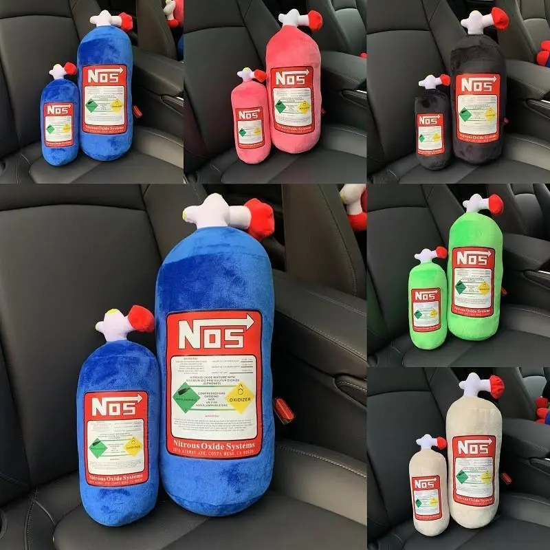 Car Seat Creative Headrest Neck Plush Pillows Car Nitrogen Cylinder Shape Neck Pillow Seat Cushion Waist Pillow Car Accessories