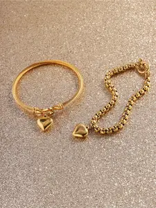 2-piece lightweight, luxurious, and elegant stainless steel bracelet set, Elegant Jewelry Bracelet, with a sweet love style, suitable for dates, parties, and daily commuting, making it an ideal gift to express love, Charm Bracelet