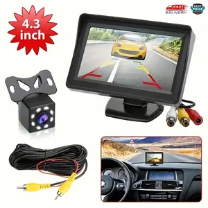 10.92cm HD Monitor 8LED 12V Rear View Camera Kit Car Backup Reverse Camera Rear View Parking System Night Vision for Reversing Parking SUV Pickup Camper Tractor RV