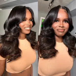 Beautyforever 7x5 Glueless Pre Cut Lace Human Hair Wigs Bye Bye Knots Wig Black to Chestnut Brown Ombre Loose Wave Wigs With Invisible Knots