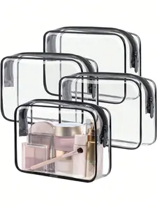 Unisex Waterproof Transparent Makeup Bag, Makeup Cosmetic Storage, Summer Vacation Essential, Travel Must-Have, Lightweight Multi-Functional Zipper Pouch, Makeup Organizer Pouch