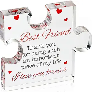Engraved Puzzle, Engraved Acrylic Block Puzzle, Friendship Gift for Her, Engraved Plaques Desk Decoration for Families and Friends with A Quote Thank You for Being Such an Important Piece of My Life