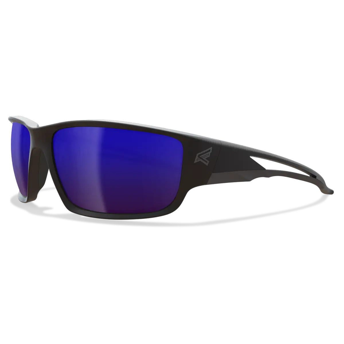 Edge Eyewear Kazbek Safety Glasses, Black Frame, Polarized Aqua Precision Blue Mirror Lens TSKAP218