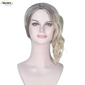 Gwen Stacy Cosplay Wig Black Blond Ombre Gwendolyn Maxine Wig Heat Resistant Synthetic Hair Movie Anime Wigs + Wig Cap