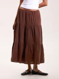 Tiered Cotton Maxi Skirt