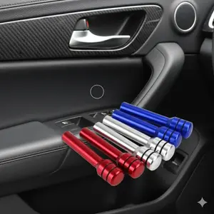 Heavy Duty Truck Interior Door Handle Cover - Universal Anti-Slip & Durable Lock Knob Upgrade, Easy Install Rust-Proof Aluminum Alloy Accessory for Vehicle Maintenance.