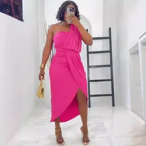 Women’s Summer/Spring Clothing — Sexy One-Shoulder Strapless Maxi Dress, Vintage Elegant Sleeveless Ruched High-Party Formal Wear, Light Yellow Checkered Gamis, Basic Minimalist Workwear