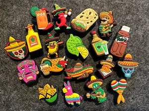 Mexican Hispanic Latino shoe charms taco lemon chilly sauce guitar pepper
