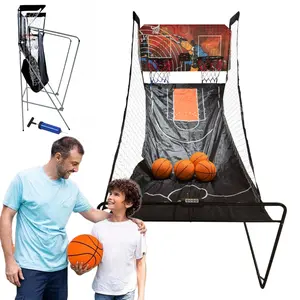 Outdoor Arcade Basketball Game Set，Sure Shot 81-in Dual Basketball Arcade Game for Game Room - with LED Scoring, Foldable Indoor Basketball Game Design, Steel Frame, 8 Game Modes, Pump & Dual Hoops - Orange/Black Finish first birthday gift