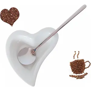 Coffee Spoon and Rest for Coffee Bar Accessories Small Spoon Rest for Coffee Station Mini Tea Spoon Rest Tea Spoon Holder Teaspoon Rest Coffee Spoon Holder, Heart (White) Cutlery Tableware