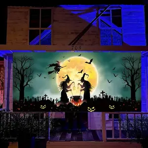 Halloween Witch Graveyard Garage Door Decoration Set Ornaments