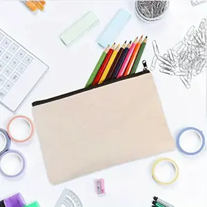 10/20/40PCS Canvas Zipper Bags Multifunctional Blank DIY Craft Pouches Pencil Bags Case Pouch for Home School Travel