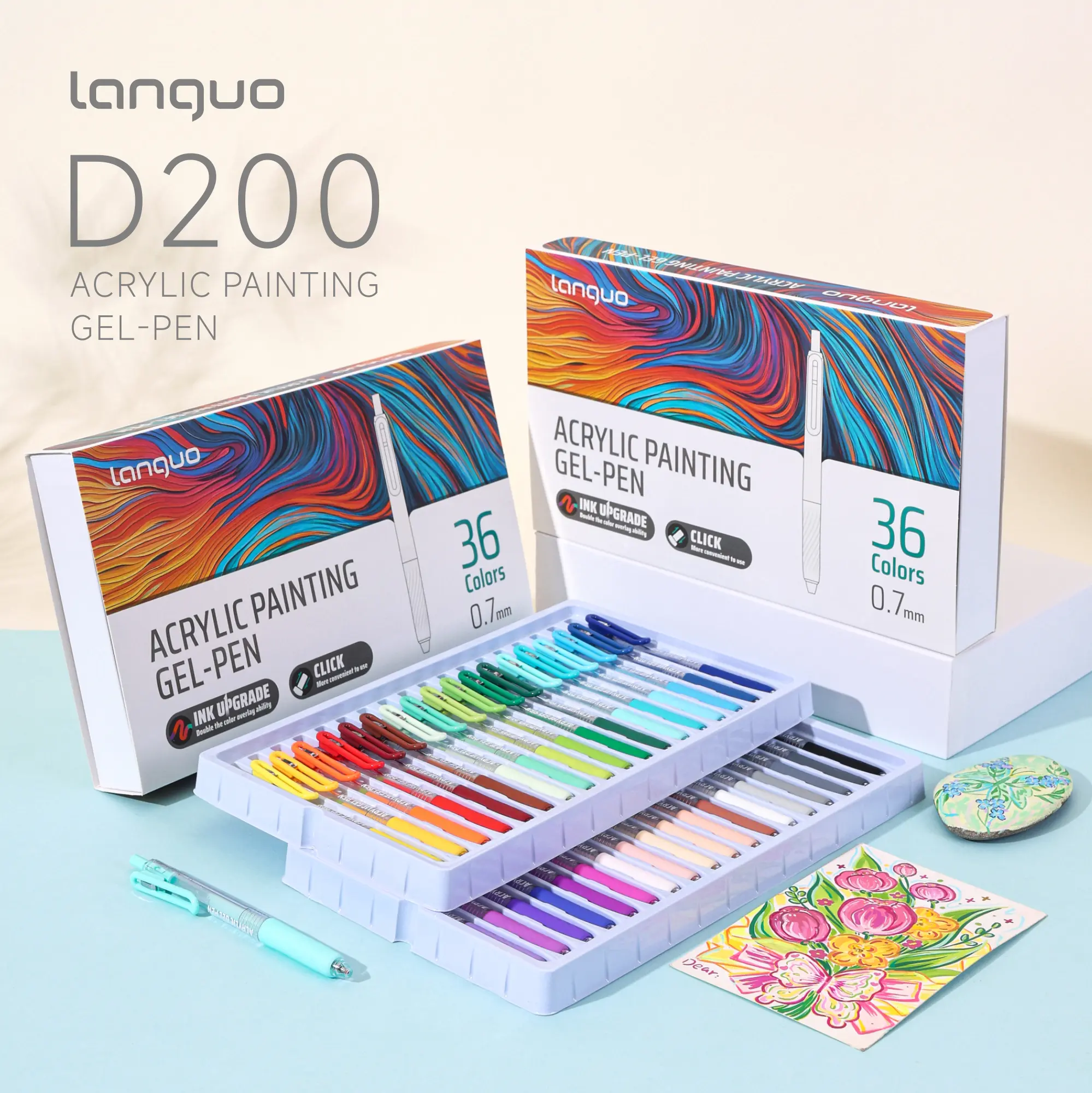 Languo 36/90Colors Retractable Gel Pens, Large Capacity Acrylic Marker Set,for Adult Coloring, Colored Gel Pens for Black Paper, Rock, Glass, Fabric, DIY and Art Crafts