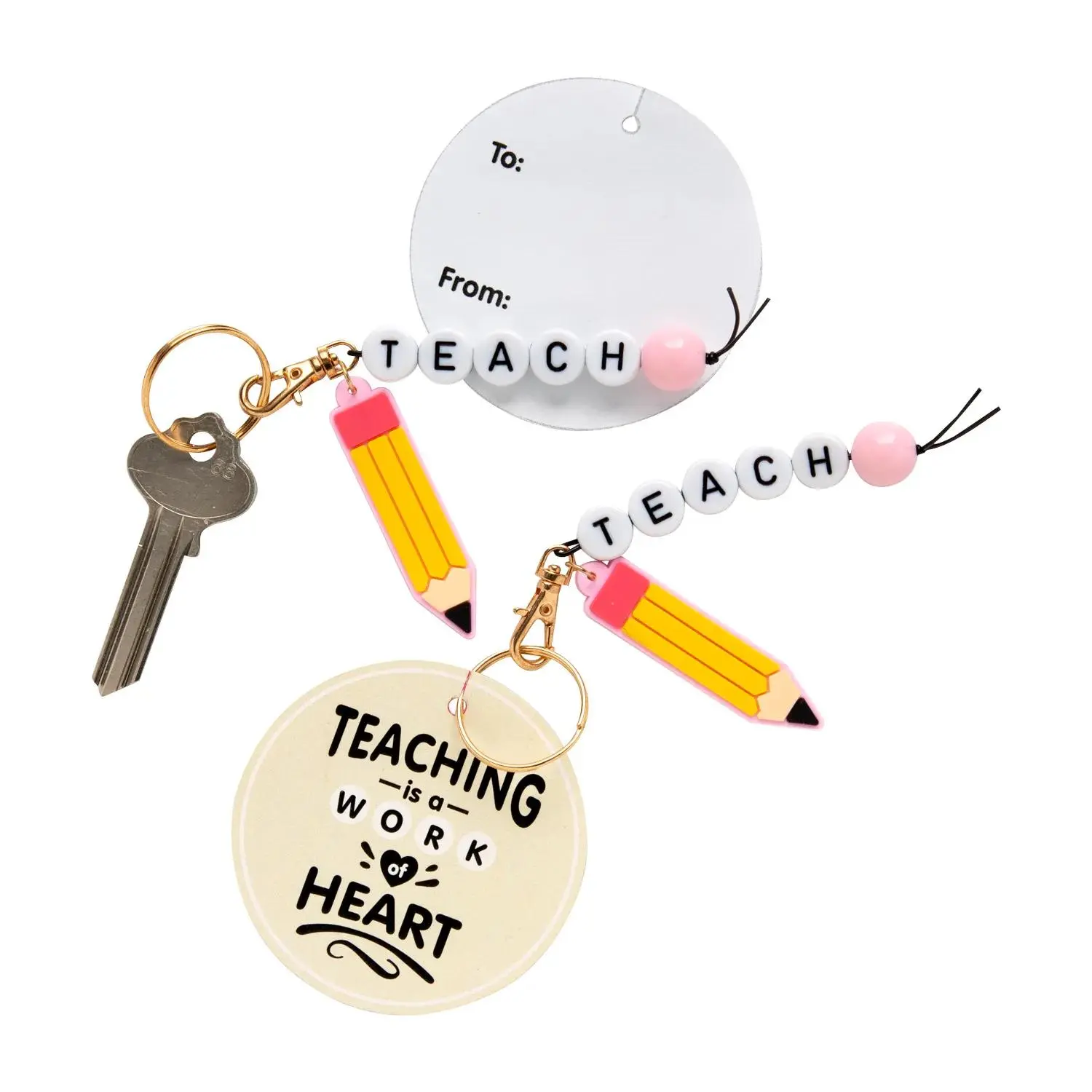 Teacher Appreciation Pencil Keychains with Card - 12 Pc.