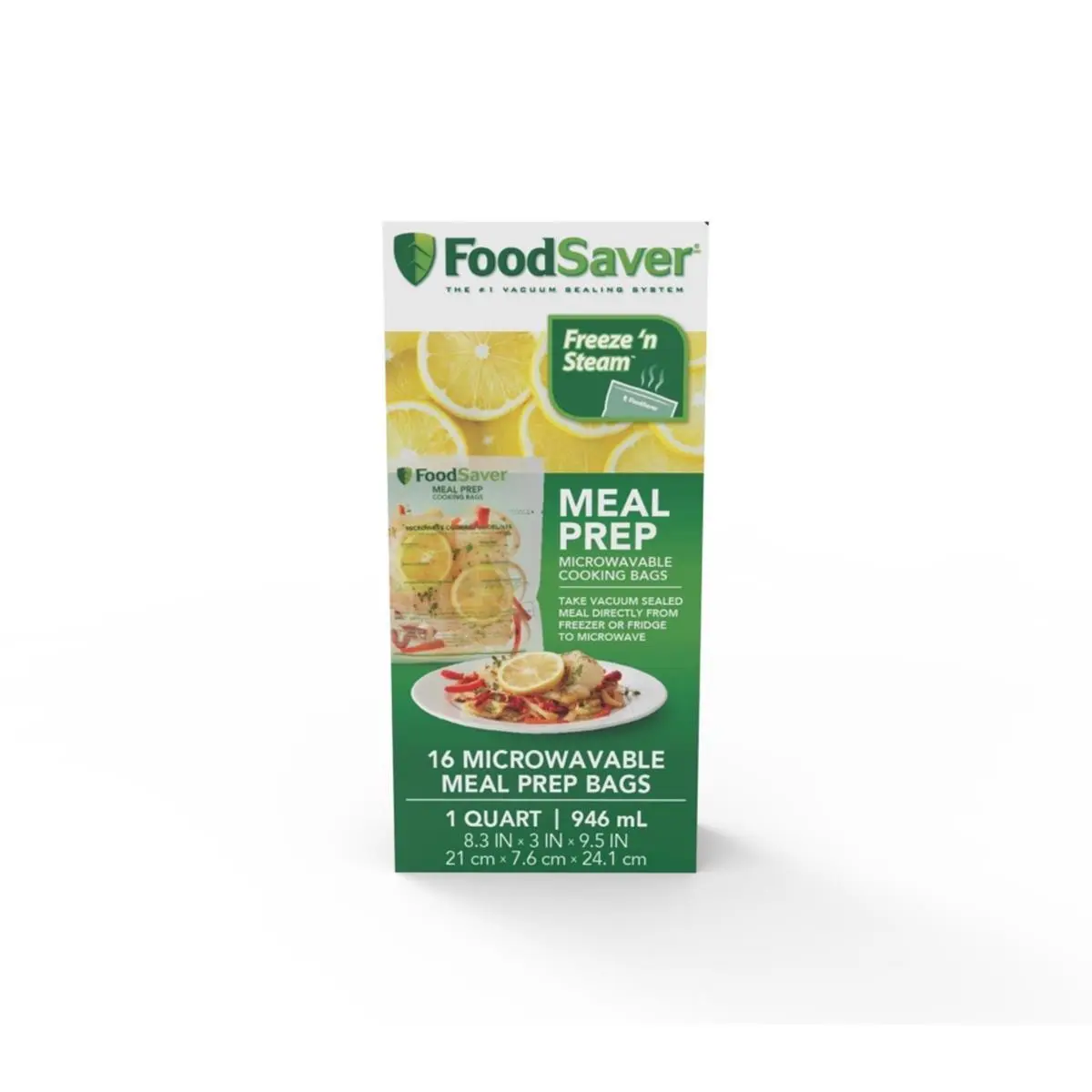 212 MAIN FoodSaver Reusable Kitchen Containers, 1 qt Food Preparation Bags, 16 per Pack, 4-Pack Set
