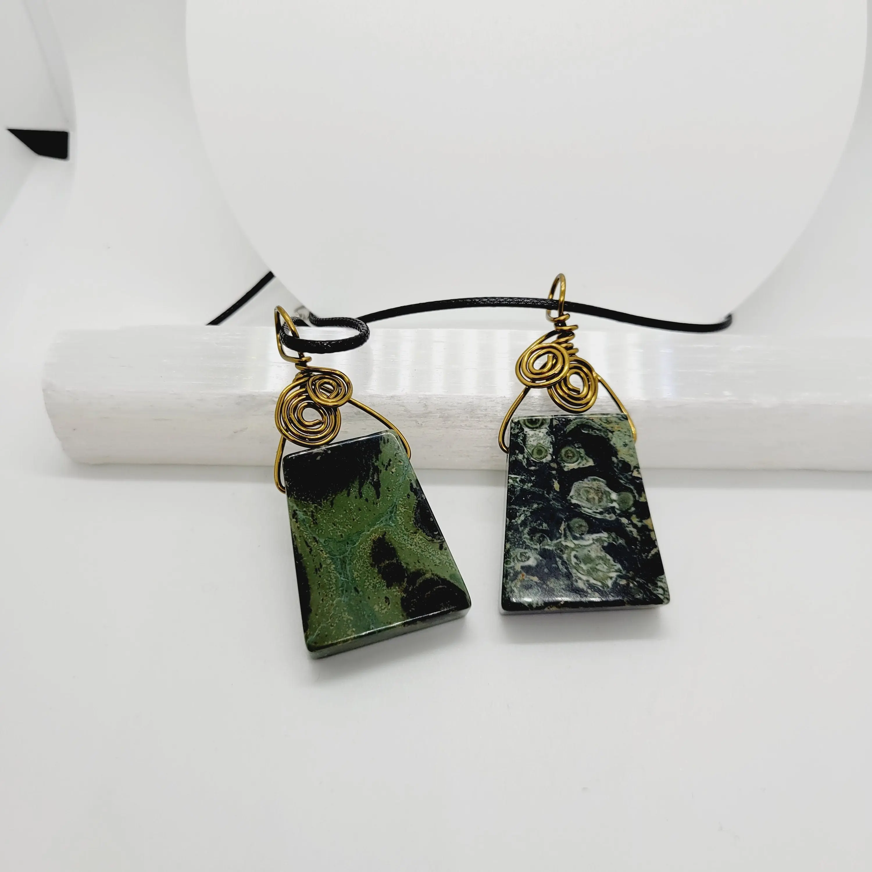 Handmade Kambaba Jasper Necklace | Antique Bronze Wire Wrapped Pendant | Swirled Boho Crystal Necklace | Grounding & Earth Energy Jewelry