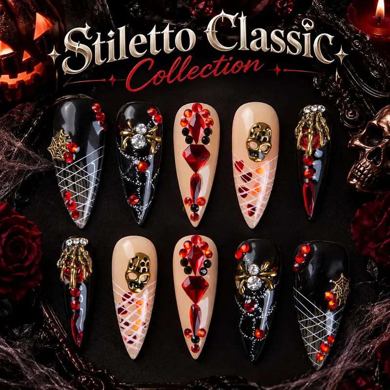 Lovful Stiletto Classic Regular Length 1.3'' Buling Handmade Acrylic Press-On Nails for Art & Care|10PCS Reusable, Salon Quality,Link1 H31-H319 Nailcare Care #SohoChic | 10PCS Reusable
