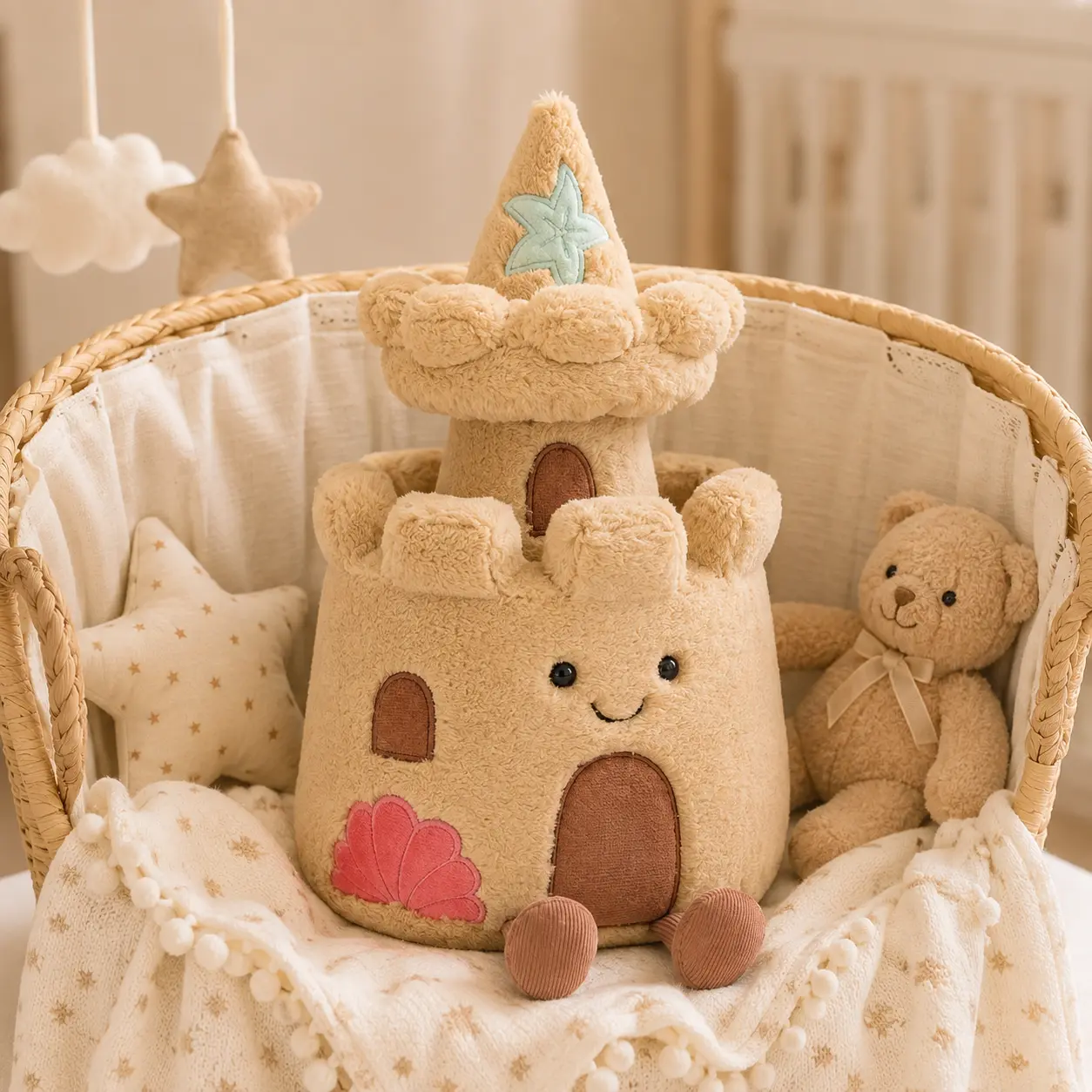 Sandcastle Plush Toy 25cm, Kawaii Beach Castle Stuffed Animal, Soft Plush Doll, JELLYCAT Cute Plush Gift for Kids, Nursery Bedroom Decor, Collectible Plush