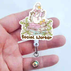 Not So Silly Social Worker Badge Reel, Social Worker Acrylic ID Holder, Work Badge 0CH