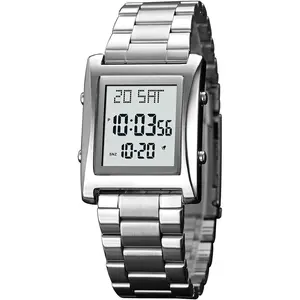 Mens Watches Digital Watch for Men Womens, Stainless Steel Rectangle Watches for Men, Men's Wristwatch