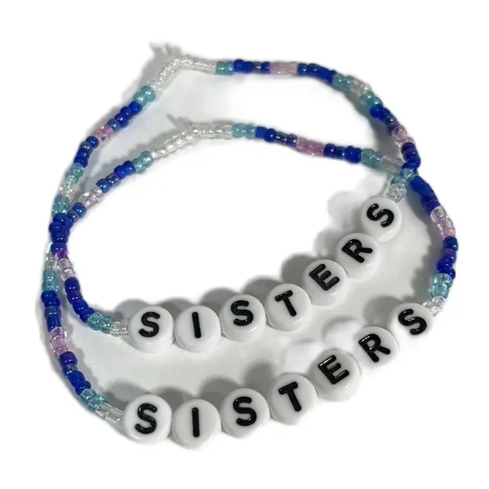 Pair of Matching “Sisters” Beaded Friendship Bracelets 7”