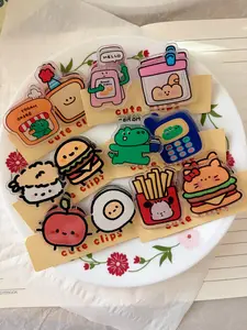 INS Kawaii Food & Veggie Clips Set — Cute Double-Sided Acrylic Snack Bag & Memo Clips | Aesthetic Desk Organizer & Chip Sealer