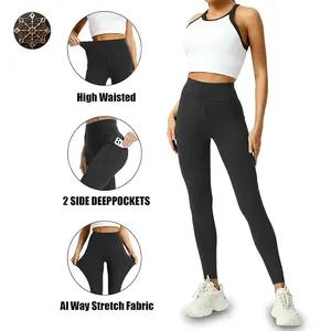 High Waisted Tummy Control PocketShaping Yoga Bootcut Leggings with 2 Side Deep Pockets Al Way Stretch Fabric for Yoga Casual Outings Everyday Wear Athletic Stretchable Athleisure Bottoms