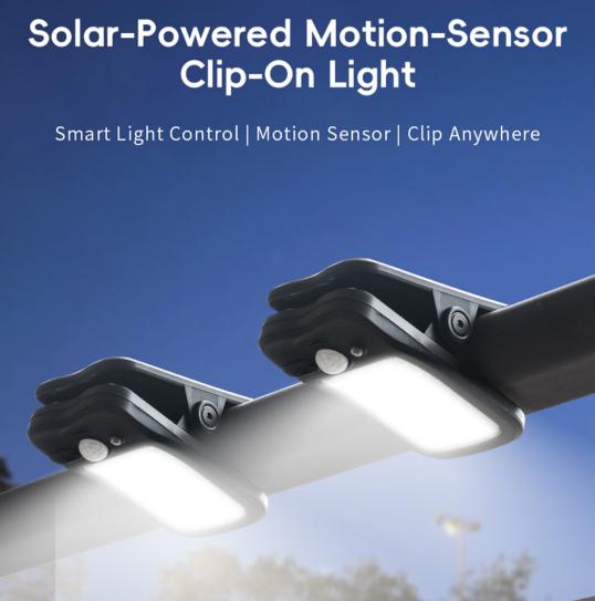 Solar Motion Sensor Light Outdoor Waterproof, USB and Remote Control, 2-Pack Portable Solar Outdoor Lights, Suitable for Gutters, Fences, Garage, Camping