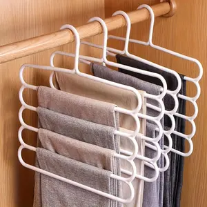 ‌5pcs Trendy Multi-Layer Pants Rack Space-Saving Anti-Slip Adjustable Clothes Organizer for Scarves Accessories Viral Gift Idea for Small Spaces‌