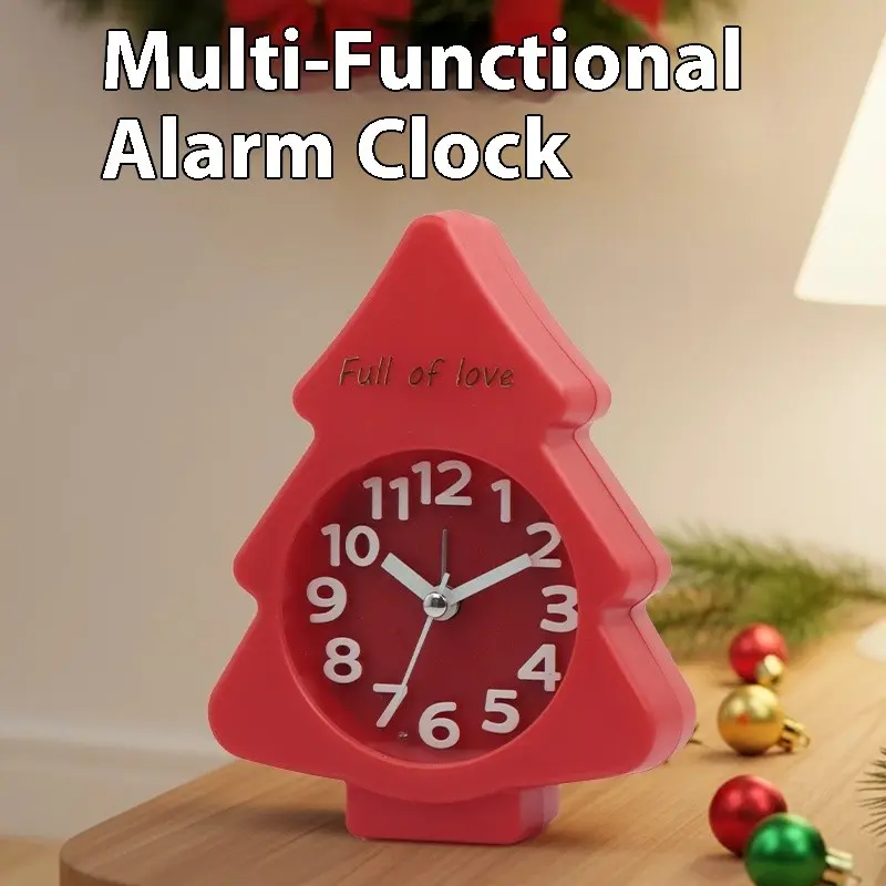 Christmas Tree Alarm Clock, Silent Christmas Festival Clock, Night Light, Fashionable Cute Wake-Up Clock, Perfect Gift for Students