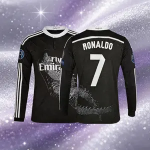 14 15 Third Away Black 7# Cristiano Ronaldo Long Sleeve Soccer Jersey Fans Version