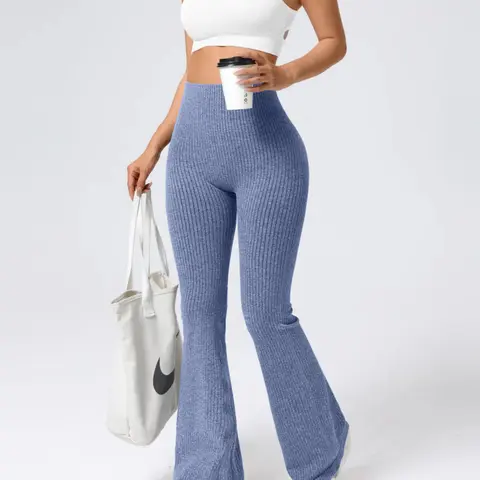 Women's High Waist Flare Leg Sports Tight Pants, Elastic Waist Leggings, Stretchy Comfortable Design, Perfect for Exercise & Daily Wear, Yoga Legging Pants, Gym Sportswear Bottoms, Workout Clothes Women