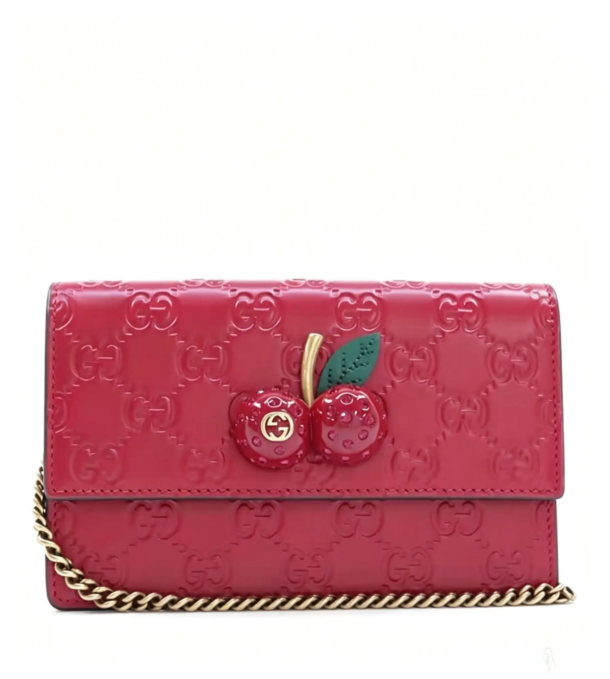 Pre-owned GUCCI Cherry Wallet woc Red