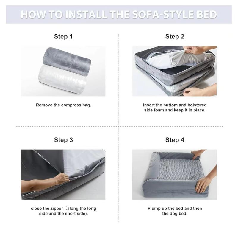 XXXL Warm Waterproof Dog Bed Cozy Pet Lounger for Large Dogs Soft Plush Material Orthopedic Support Removable Cover Non-Slip Bottom Extra Large Size