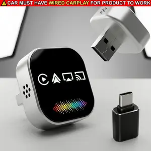 2026 CarPlay Adapter, 4-in-1 Wireless Car Accessories with Type C Charging, Wireless Android Auto, Screen Mirroring, AirPlay Mirror, Compact, Easy Setup, Plug-and-Play, Mini USB, Compatible with Android 11+ & iPhone iOS 18+