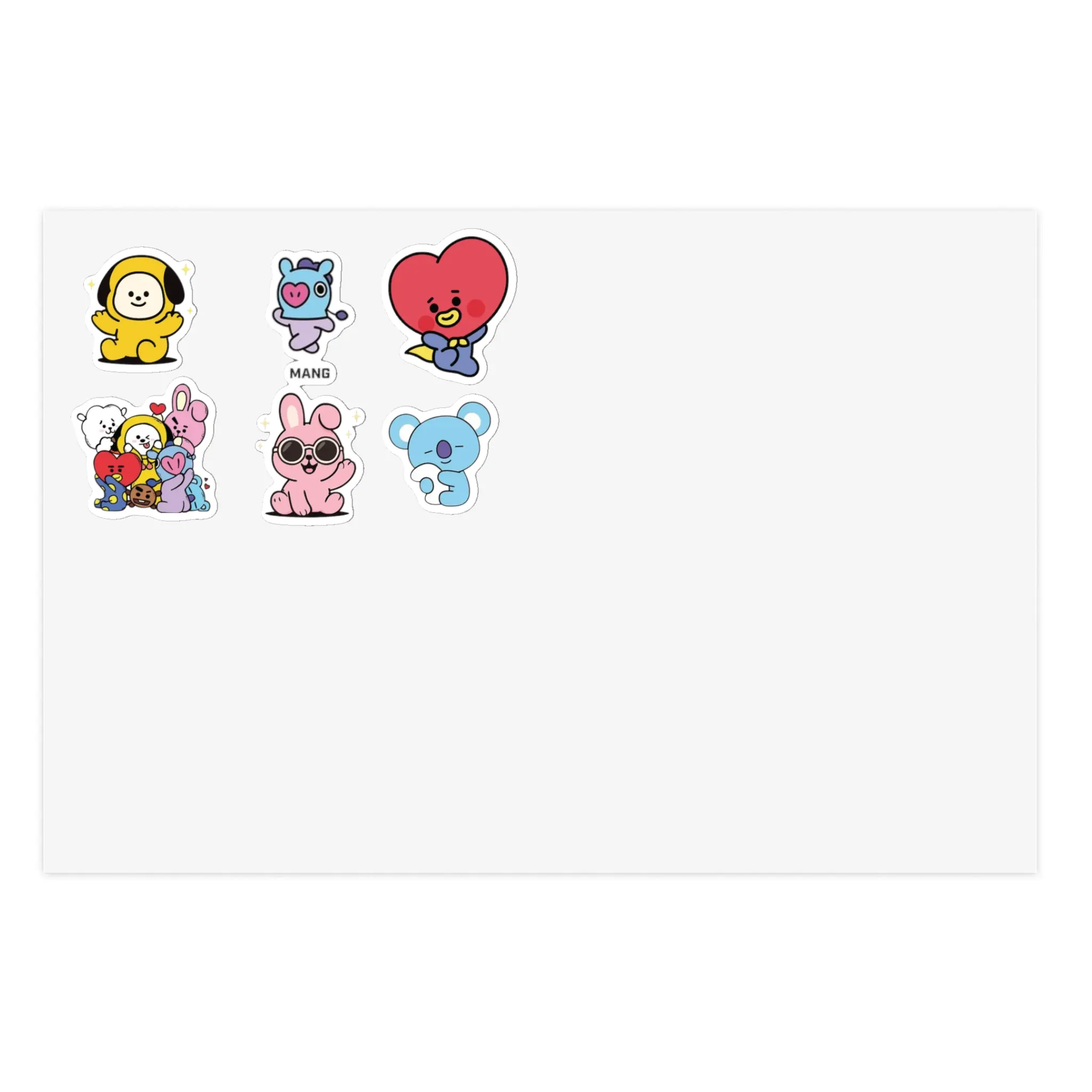 Cute Aesthetic Sticker Sheet Bundle, 5pcs - BT21 Charcaters