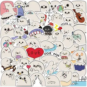 Cute Cartoon Seal Pattern Sticker, 50pcs/set Waterproof Self Adhesive Decor Paper, Decor Sticker for Gift Greeting Card Water Bottle Laptop Phone, Ornaments, Waterproof Stickers