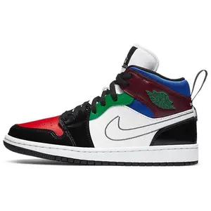 Jordan Air Jordan 1 Mid SE Multicolor Women’s Retro Basketball Shoes with Fabric, Synthetic Leather, Cushioning, and Non-Slip Durable Outsole Verifiable, with credentials and supporting global authentication