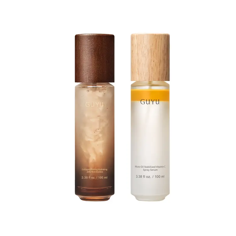 GUYU Day&Night Anti-Aging Glowing Serum Spray Duo - Collagen Firming Jelly Mist & Brightening Vitamin C Oil&Essence Spray, Compound K, Centella Asiatica, Ectoin, Moisturizing, Anti Aging, Wrinkle Release, Calming, Smoothing Repair #Sohochic #Blackfriday
