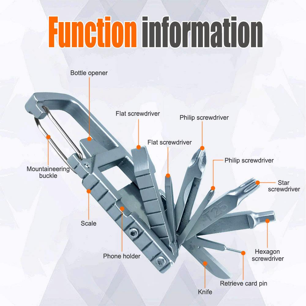 13 in 1 Multifunction Stainless Steel Tool Combination Folding Outdoor Tools Corkscrew Screwdriver Wrench Keychain