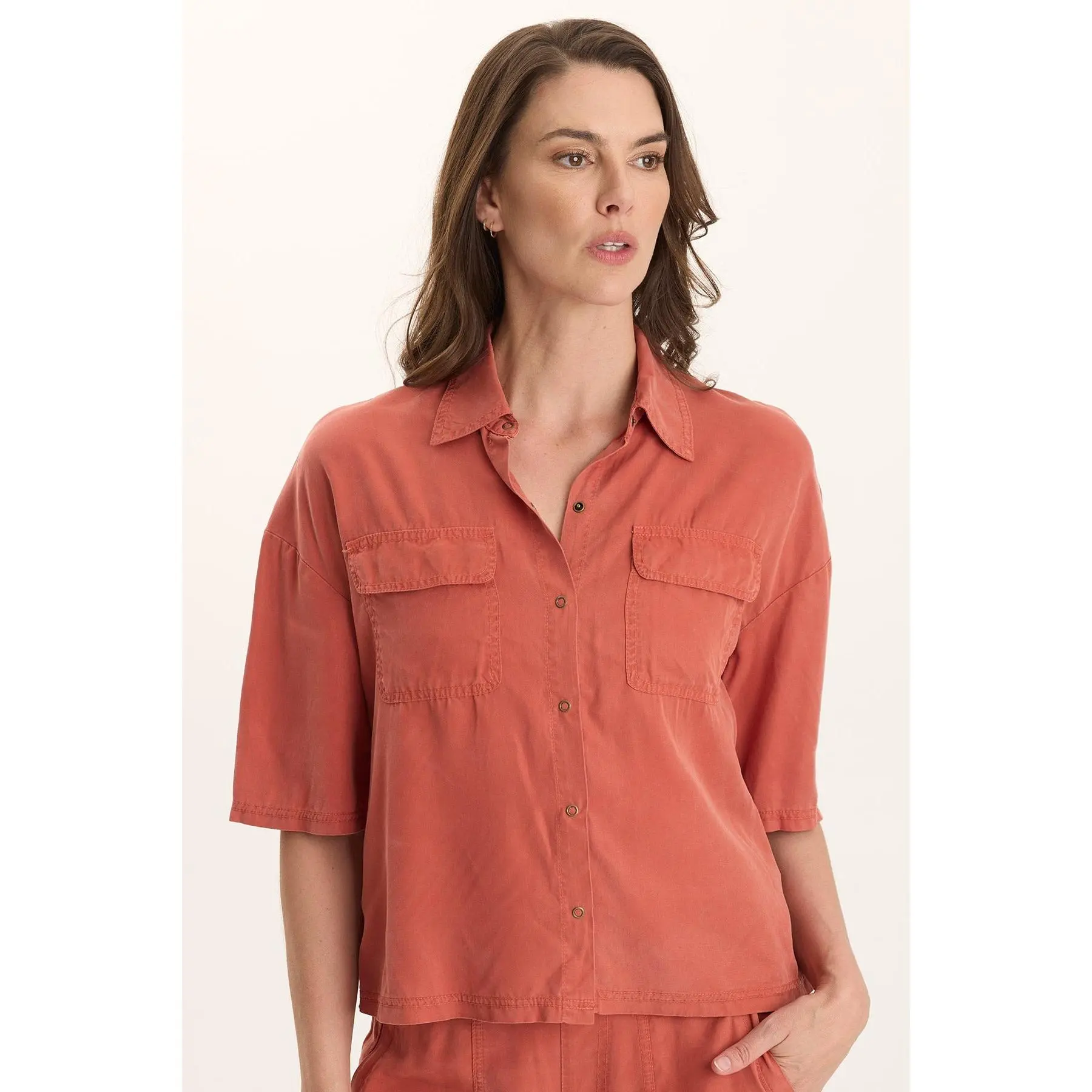 Tage Soft Twill Snap-Up Top