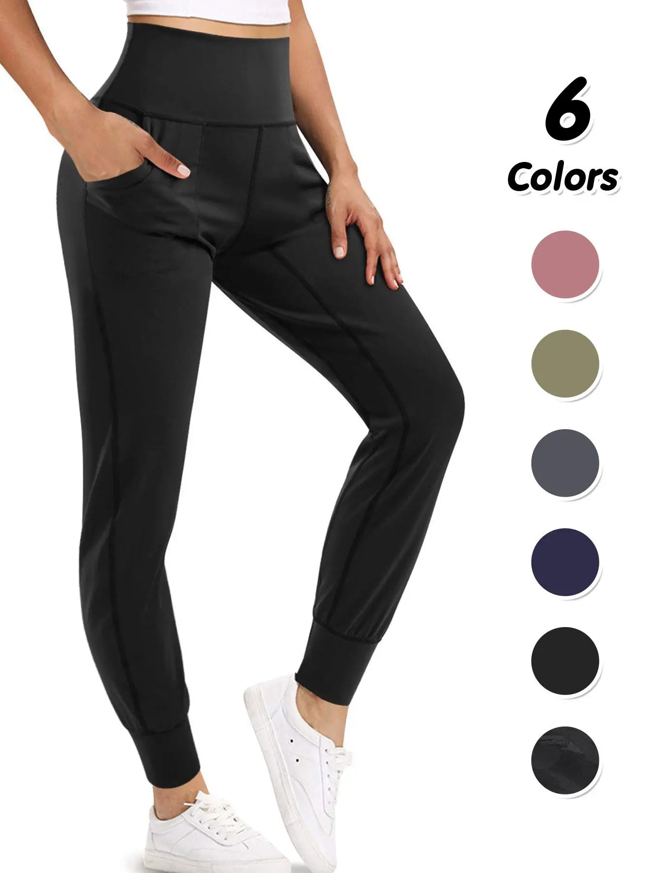 Women's High Waist Pocket Joggers, Sporty Comfy Breathable High Stretch Pants, Breathable Athletic Bottoms, Athletic Running Pants, Joggers for Women, Ladies Sportswear for Running Workout Valentine's Day, Sports Jogging Pants
