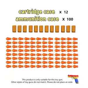 Shell-throwing toy pistol shell bullet set, a gift for toy pistol lovers-quick-assembly design of shooting accessories, which can be reused. Including 12 plastic casings and 100 plastic bullets