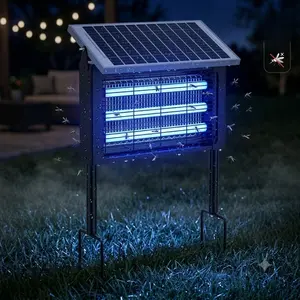 Solar LED Bug Zapper Lamp, USB Rechargeable Hanging & Standing Outdoor Light for Patio Backyard Camping Garden