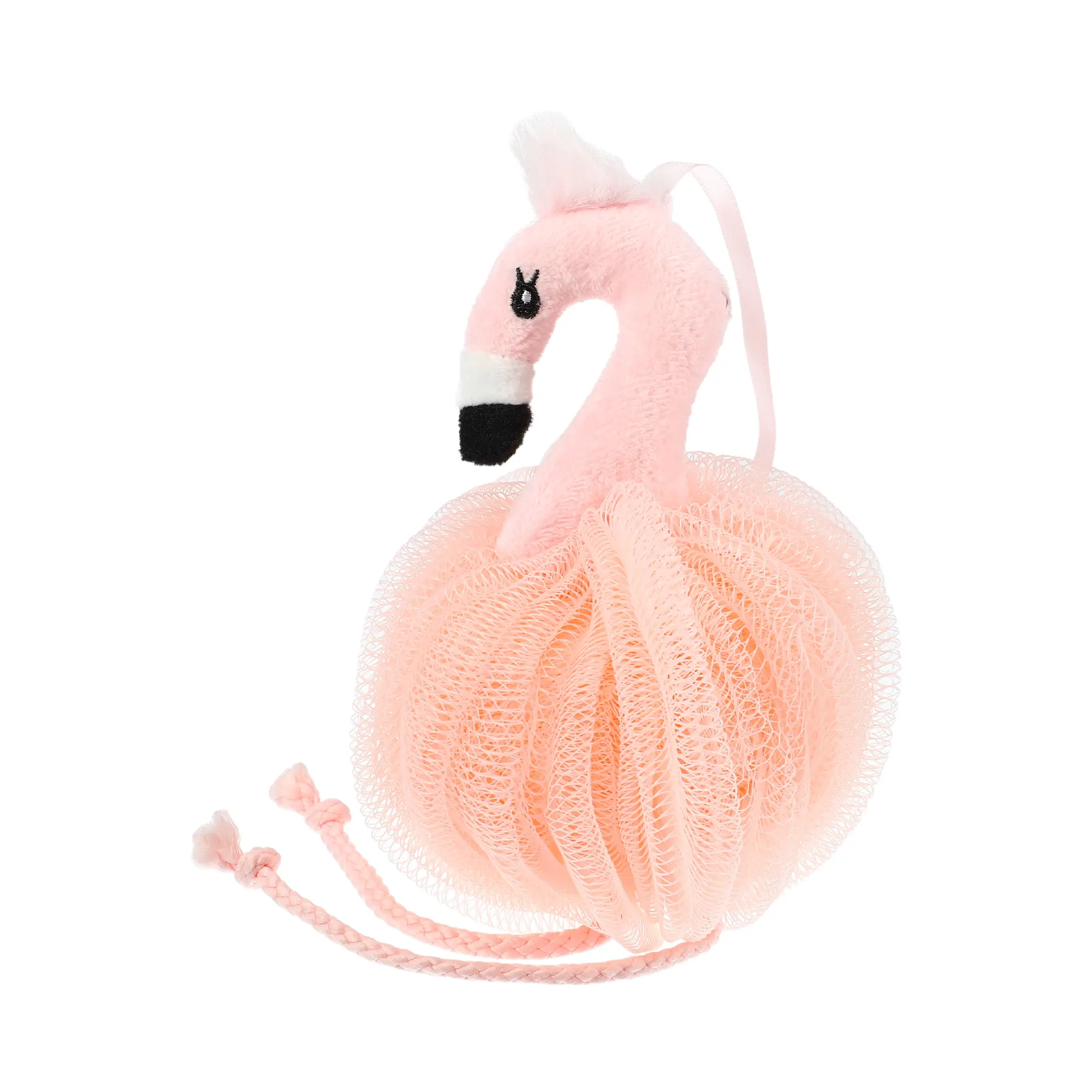 Unique Bargains 1 Pc Cartoon Bath Shower Loofah Sponge Body Puffs for Bathroom 6.30"x4.53" Pink