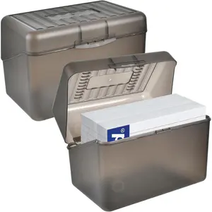 2 Pack 4x6inch Index Card Box, Plastic Flash Card Holder Notecard Recipe Box, 400 Card Capacity Storage Organizer for Index Cards Flashcards Recipes (Grey)