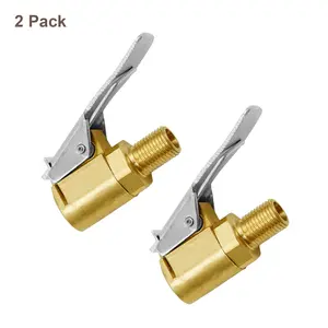 2 Count 8mm Tire Air Chuck with Clip Adapter, No Leakage Tire Chucks for Vehicle Inflator Compressor Pump Connect Accessories Tool, Brass Locking Tire Inflator Nozzle Adapter Connect