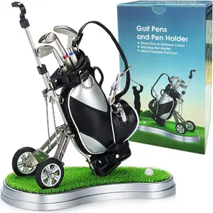 Golf Pen Holder Desk Accessories for Men Women Golfers Birthday Graduation Gifts for Dad Husband from Daughter Son Wife Funny Home Office Decor Gadgets for Boss